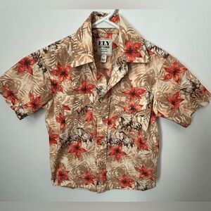 Ely Cattleman Boy’s Hawaiian Horse Print Country Cowboy Button Up Shirt S